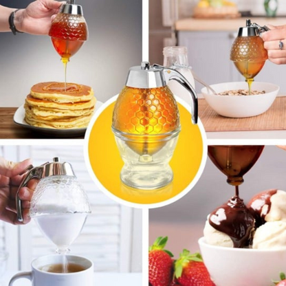 DriupVrij Honingdispenser met Bijenraatdesign – 200 ml Kunststof