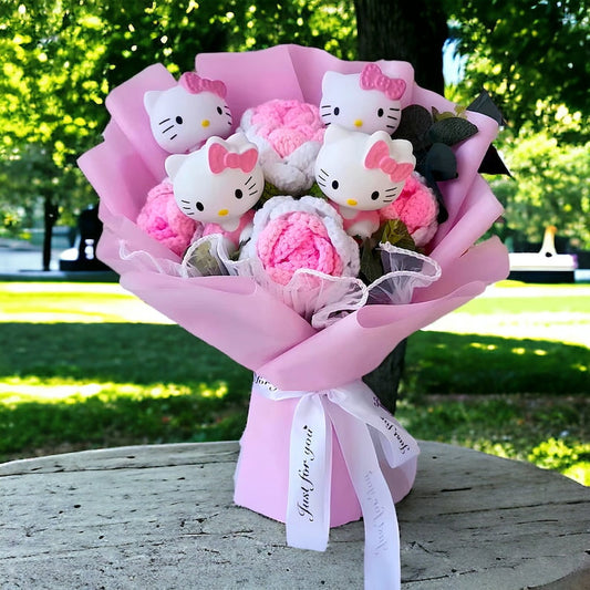Schattig Kitty Bloemenboeket – Duurzaam Cadeau voor Elke Gelegenheid
