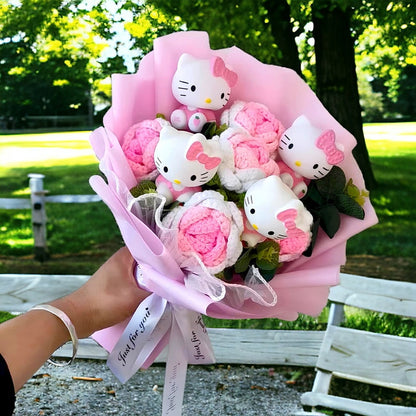Schattig Kitty Bloemenboeket – Duurzaam Cadeau voor Elke Gelegenheid