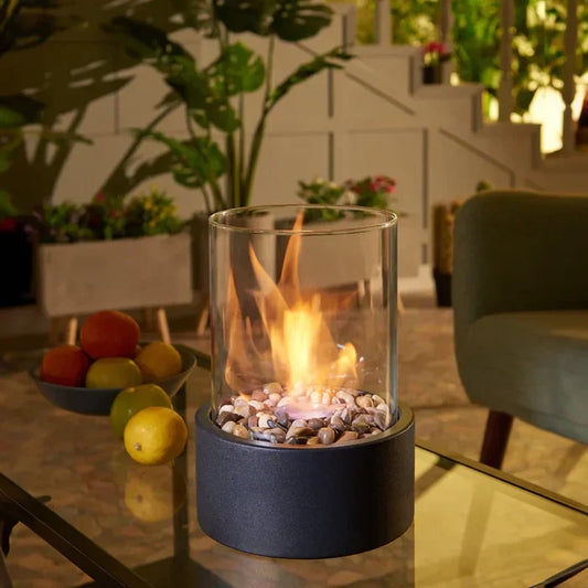 GlowLuxe Draagbare Vlamlantaarn – Moderne Tafellamp op Gas voor Binnen en Buiten