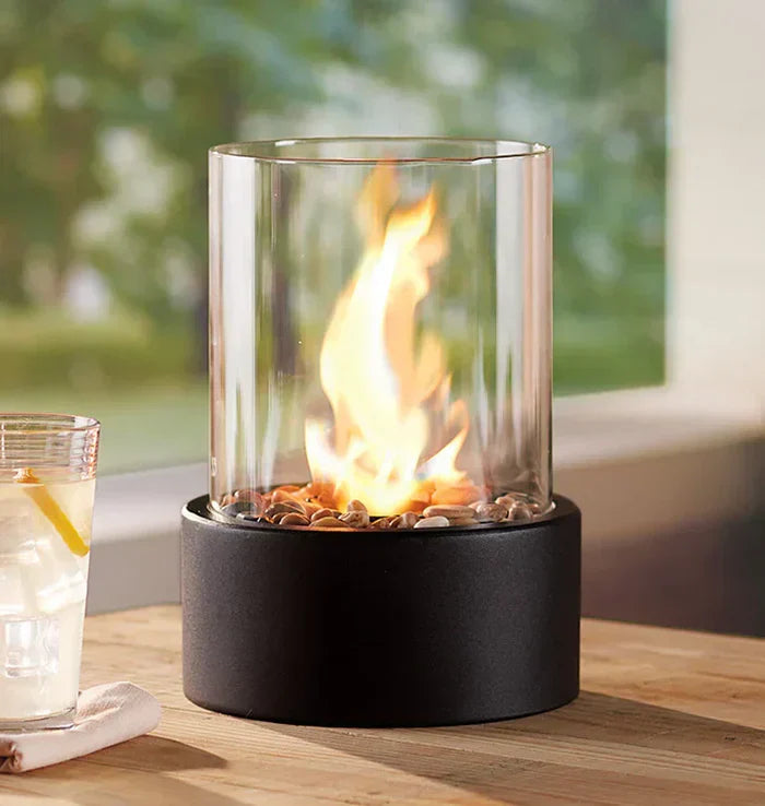 GlowLuxe Draagbare Vlamlantaarn – Moderne Tafellamp op Gas voor Binnen en Buiten