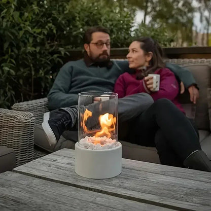 GlowLuxe Draagbare Vlamlantaarn – Moderne Tafellamp op Gas voor Binnen en Buiten