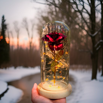 LiefdesGloed Gouden Roos Stolp Met LED Verlichting Moederdag Cadeau