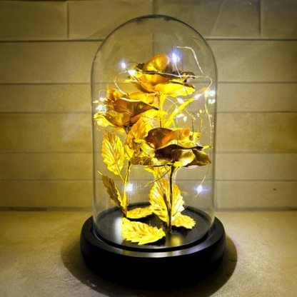 LiefdesGloed Gouden Roos Stolp Met LED Verlichting Moederdag Cadeau