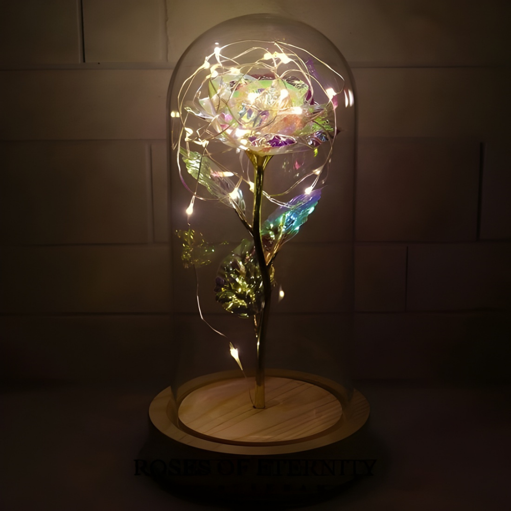 LiefdesGloed Gouden Roos Stolp Met LED Verlichting Moederdag Cadeau