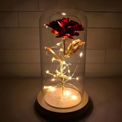 LiefdesGloed Gouden Roos Stolp Met LED Verlichting Moederdag Cadeau