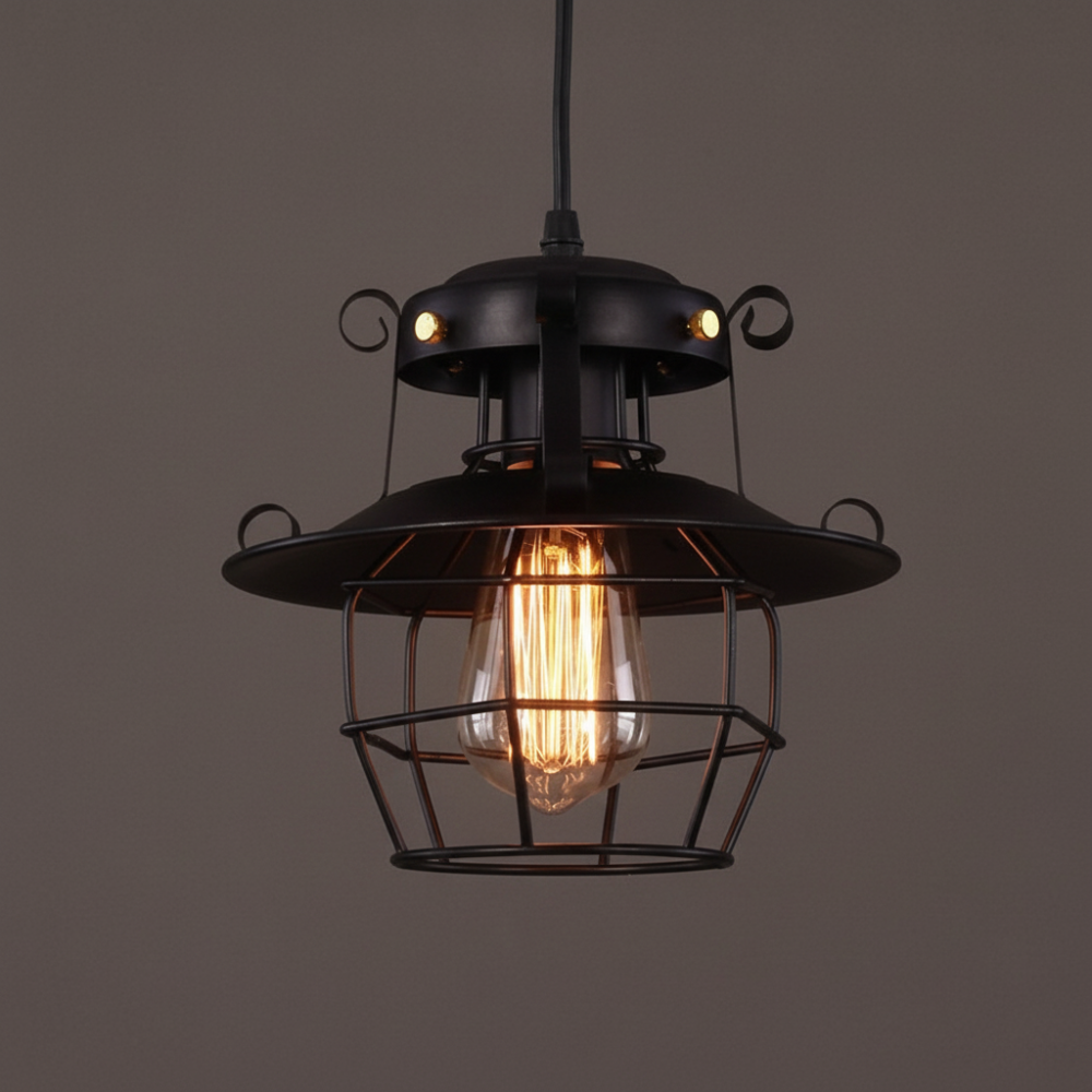 Retro Industriële Kooi Hanglamp met Verstelbare Kabel