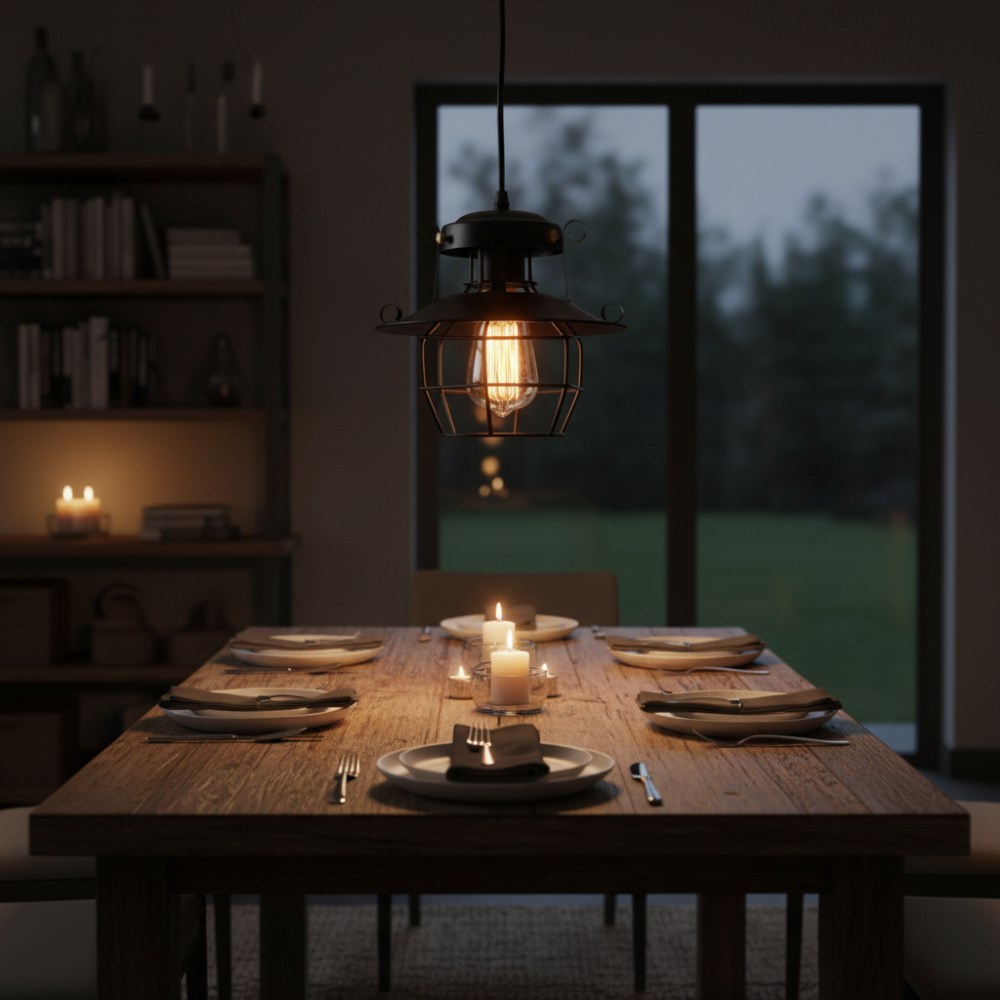 Retro Industriële Kooi Hanglamp met Verstelbare Kabel