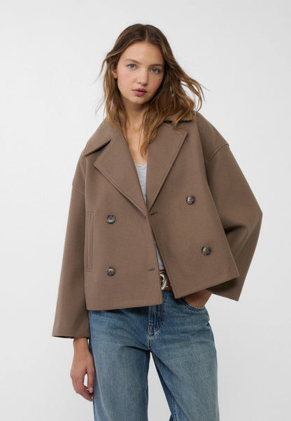 Elegante Dames Winterjas – Stijlvolle Korte Double-Breasted Jas