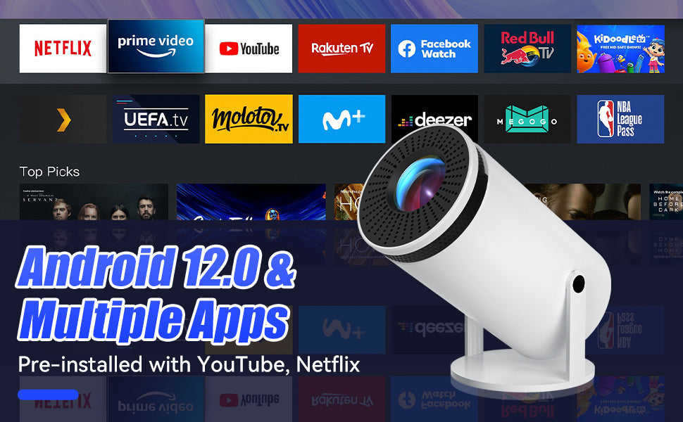 VisionCast 130X – Draagbare Mini Beamer met Android 12 en 130 Inch Projectie