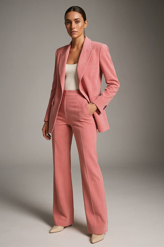 Elegante Tweedelige Dames Set – Blazer met Pantalon in Luchtige Stof