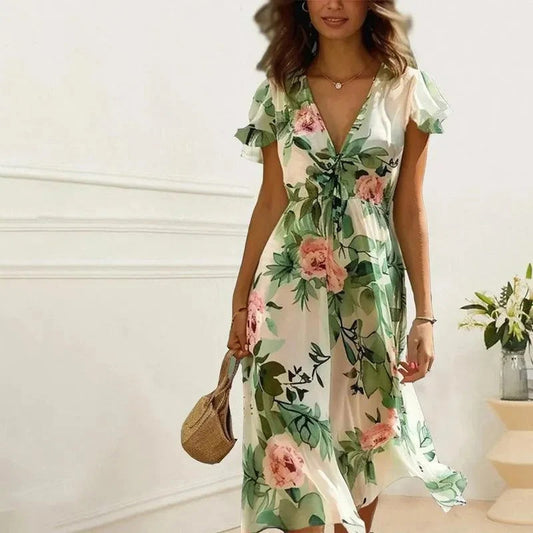 BloesemVera Casual Bloemen Midi Jurk