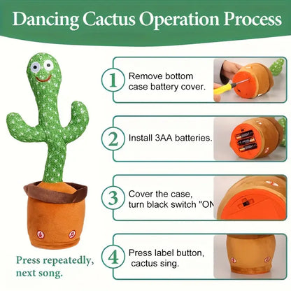 Dansende Cactus met Geluidsfunctie, Ledverlichting en Opnamefunctie