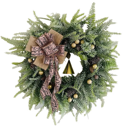 Rustieke Kerstkrans met Dennenappels en Jute Strik