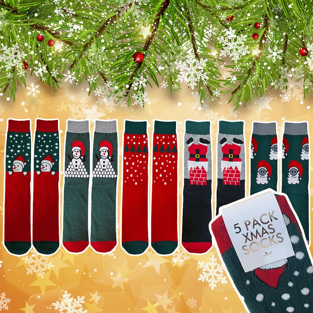 Feestelijke Sokkenset met Kerstmotieven - 5 paar in verschillende designs