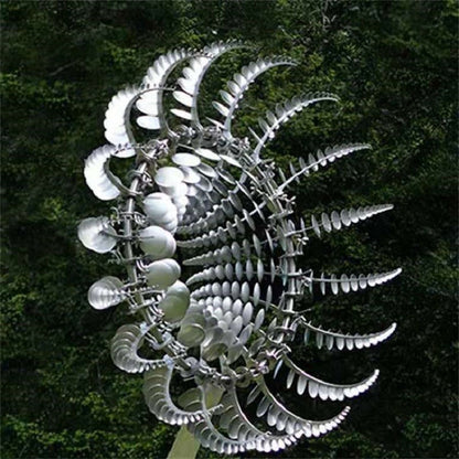 Kinetische Tuinwindmolen - Roestvrij Staal met Draaiende Bladen