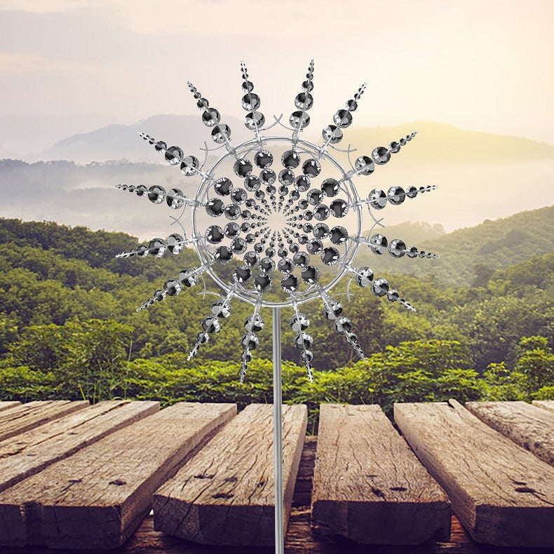Kinetische Tuinwindmolen - Roestvrij Staal met Draaiende Bladen
