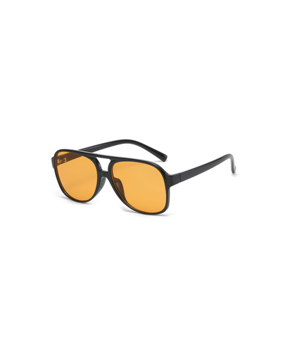 Oversized Aviator Zonnebril met Oranje Lenzen en UV Bescherming
