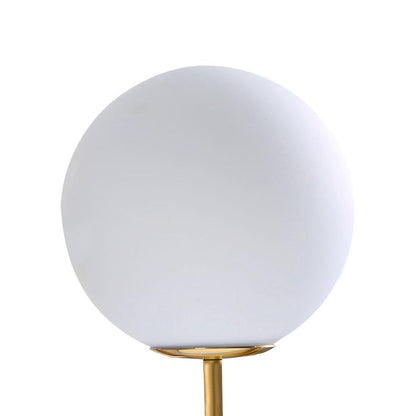 Antieke Messing Globe Wandlamp met Opale Glazen Schaduw