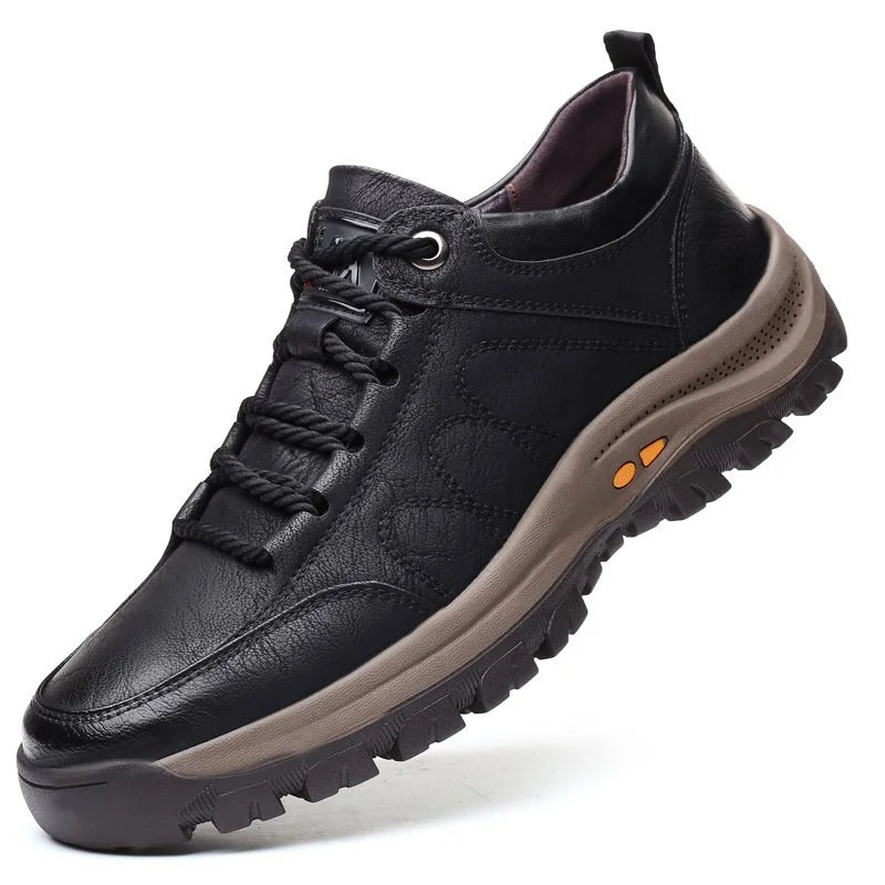 Comfort Wandelschoenen Rundleder Handgemaakt Ergonomisch Zwart Bruin