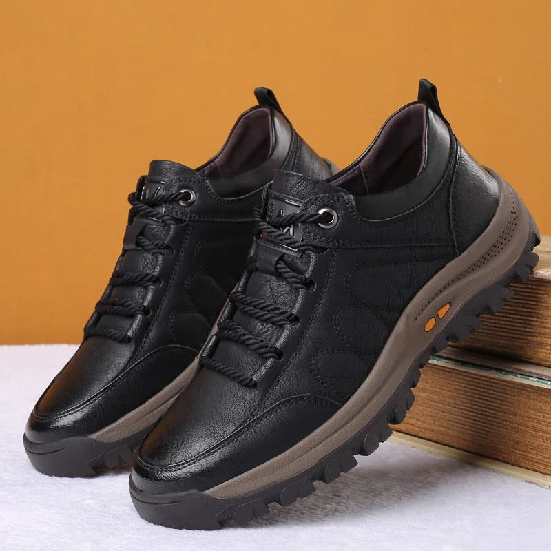 Comfort Wandelschoenen Rundleder Handgemaakt Ergonomisch Zwart Bruin