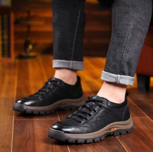 Comfort Wandelschoenen Rundleder Handgemaakt Ergonomisch Zwart Bruin