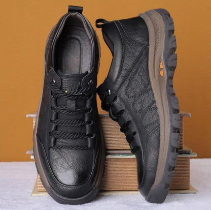 Comfort Wandelschoenen Rundleder Handgemaakt Ergonomisch Zwart Bruin