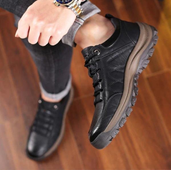 Comfort Wandelschoenen Rundleder Handgemaakt Ergonomisch Zwart Bruin