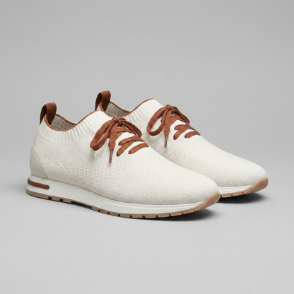 Gebreide Lace-Up Sneaker met Lederen Hieldetail - Heren