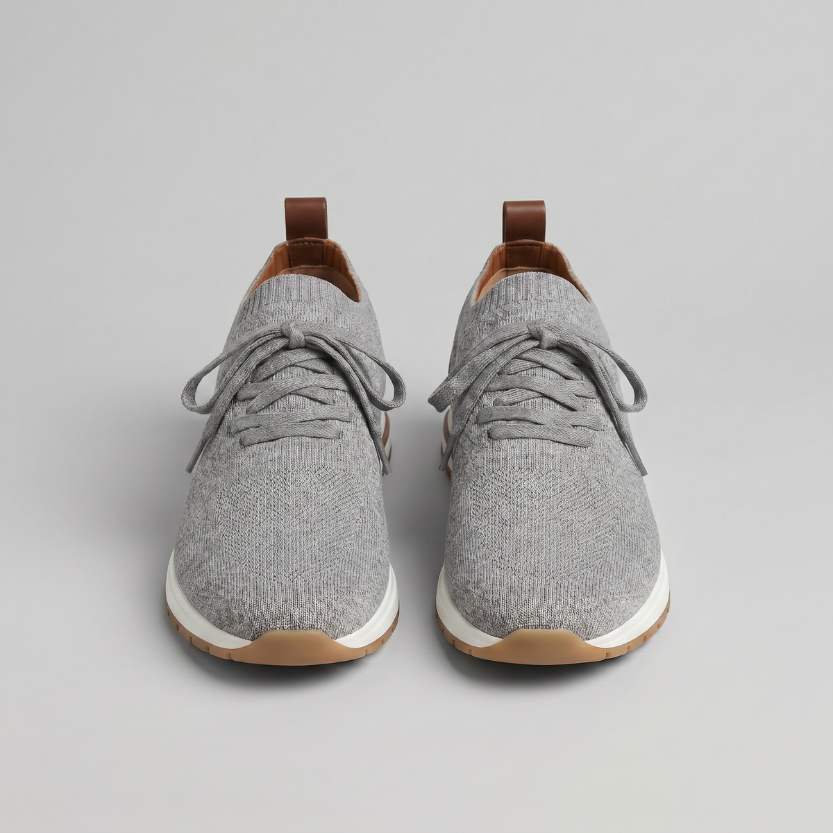 Gebreide Lace-Up Sneaker met Lederen Hieldetail - Heren