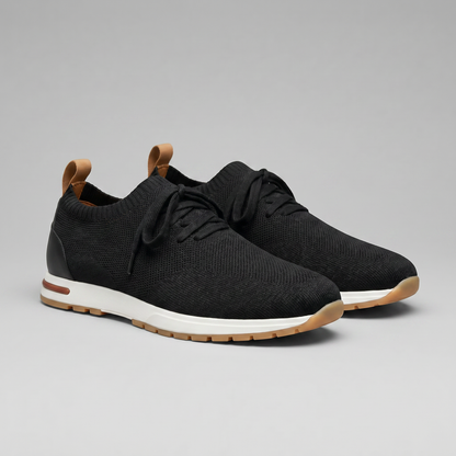 Gebreide Lace-Up Sneaker met Lederen Hieldetail - Heren