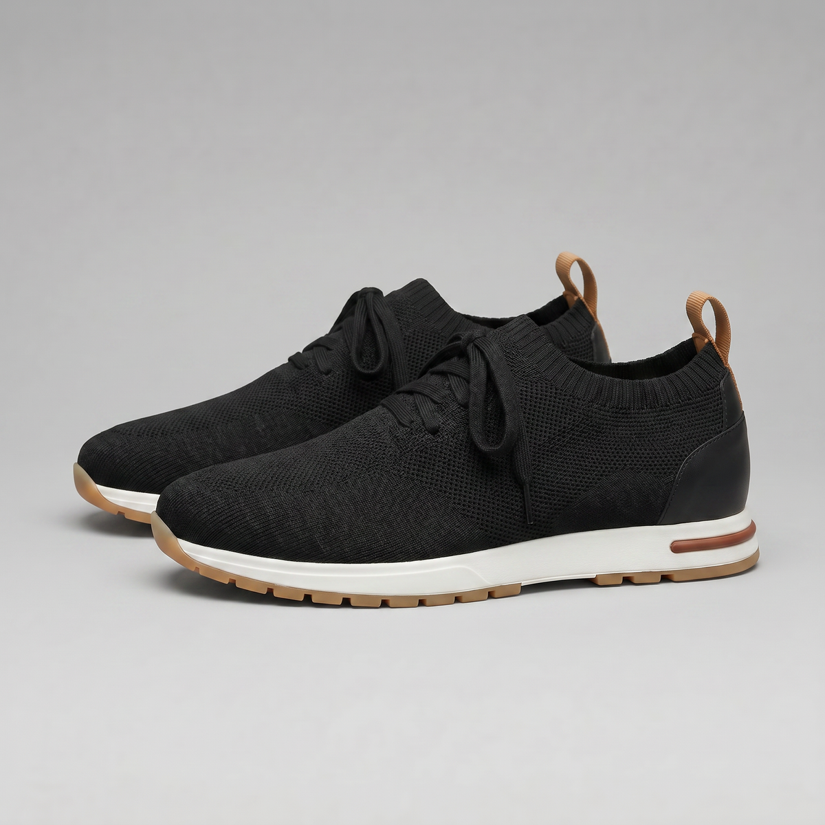 Gebreide Lace-Up Sneaker met Lederen Hieldetail - Heren