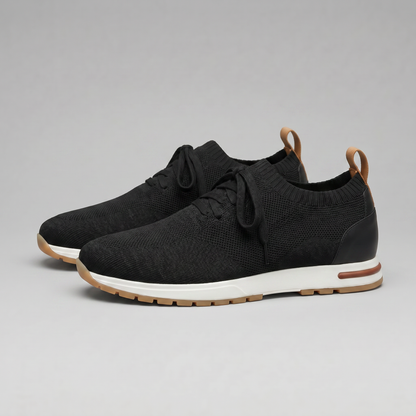 Gebreide Lace-Up Sneaker met Lederen Hieldetail - Heren