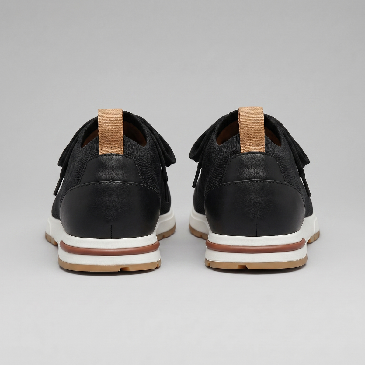 Gebreide Lace-Up Sneaker met Lederen Hieldetail - Heren