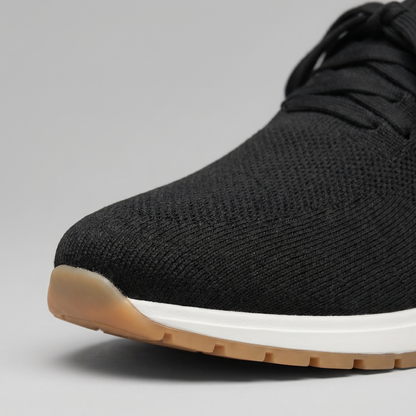 Gebreide Lace-Up Sneaker met Lederen Hieldetail - Heren
