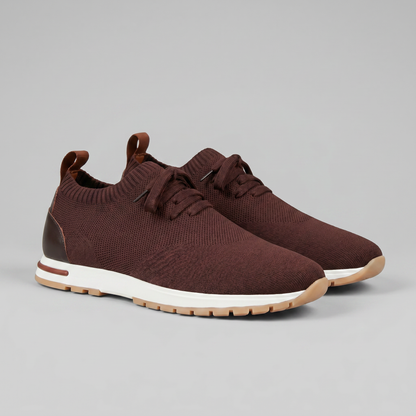 Gebreide Lace-Up Sneaker met Lederen Hieldetail - Heren
