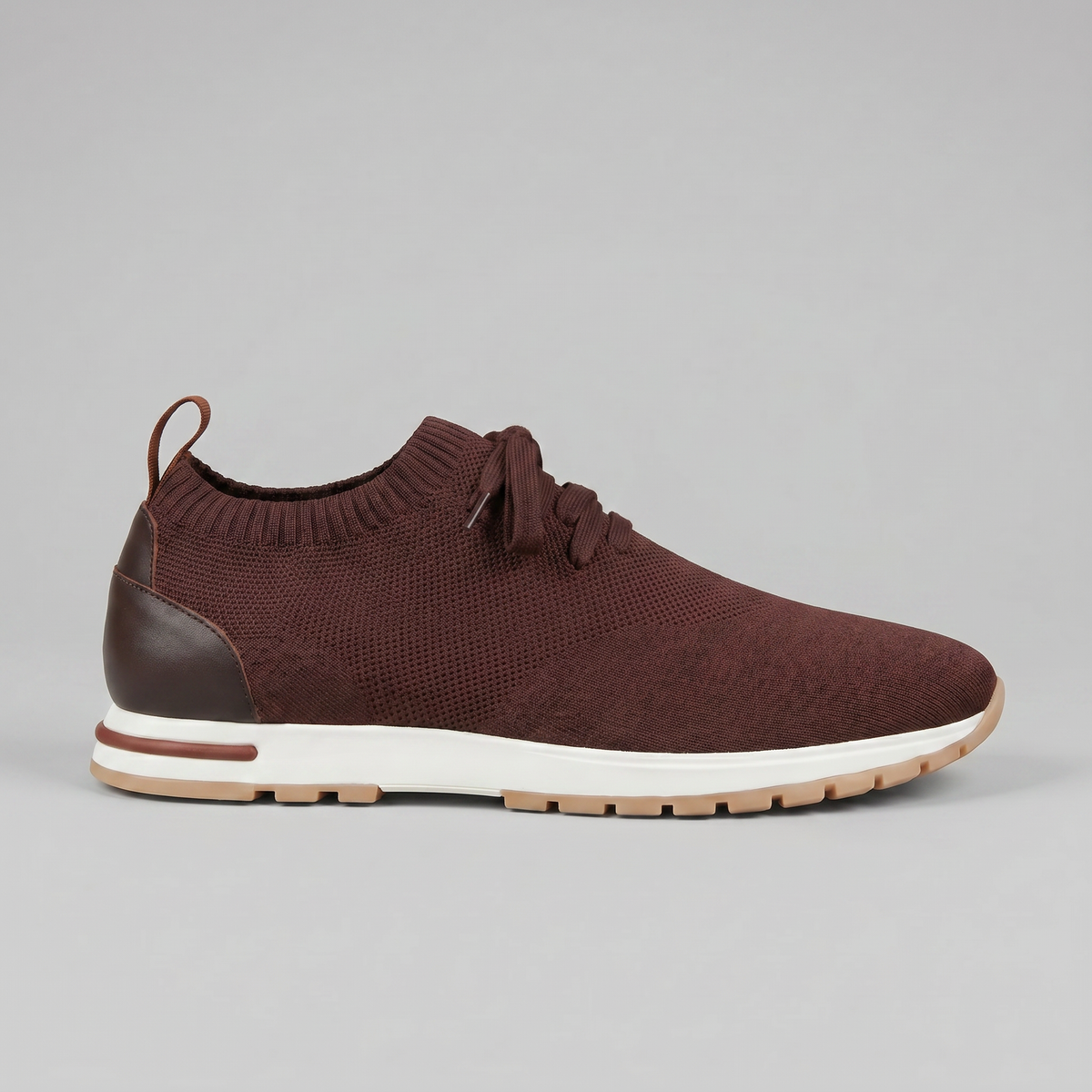 Gebreide Lace-Up Sneaker met Lederen Hieldetail - Heren