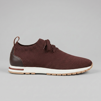 Gebreide Lace-Up Sneaker met Lederen Hieldetail - Heren