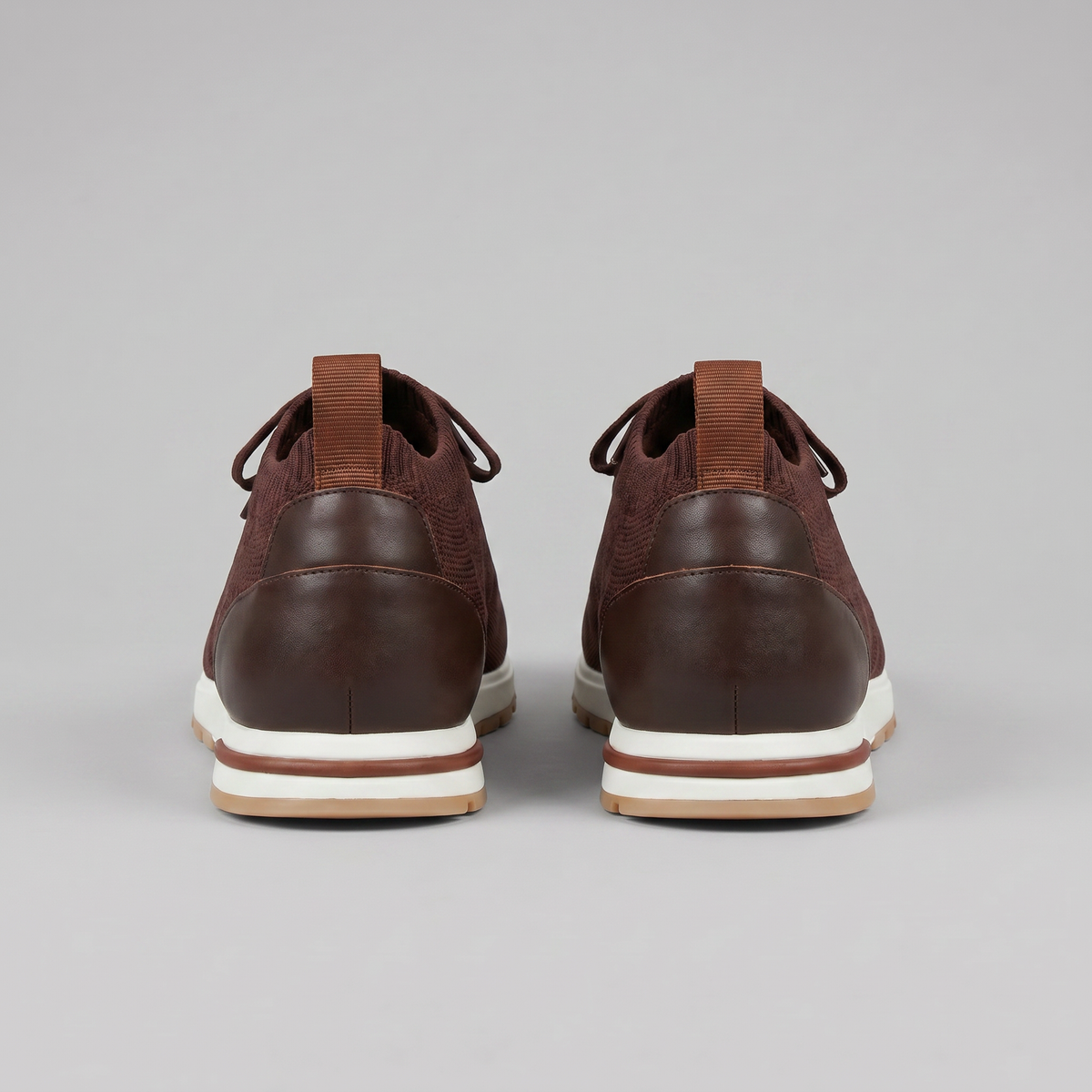 Gebreide Lace-Up Sneaker met Lederen Hieldetail - Heren