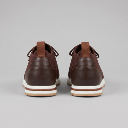 Gebreide Lace-Up Sneaker met Lederen Hieldetail - Heren