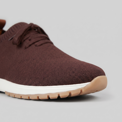 Gebreide Lace-Up Sneaker met Lederen Hieldetail - Heren