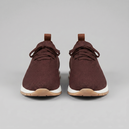 Gebreide Lace-Up Sneaker met Lederen Hieldetail - Heren