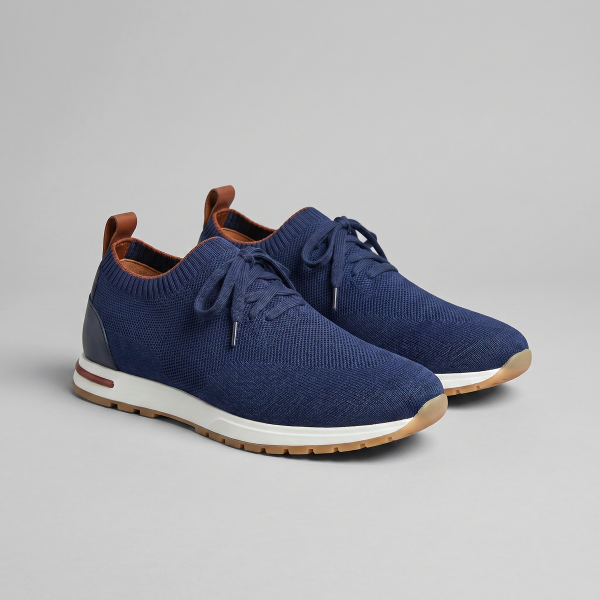 Gebreide Lace-Up Sneaker met Lederen Hieldetail - Heren
