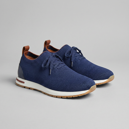 Gebreide Lace-Up Sneaker met Lederen Hieldetail - Heren