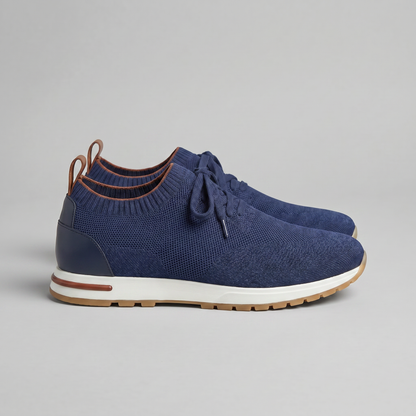 Gebreide Lace-Up Sneaker met Lederen Hieldetail - Heren