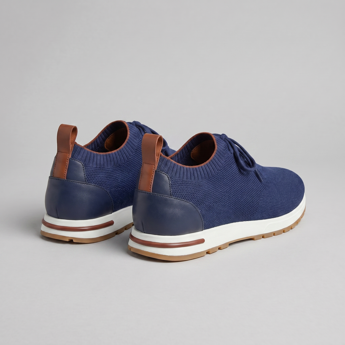 Gebreide Lace-Up Sneaker met Lederen Hieldetail - Heren