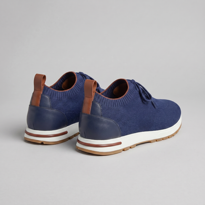 Gebreide Lace-Up Sneaker met Lederen Hieldetail - Heren
