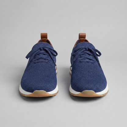Gebreide Lace-Up Sneaker met Lederen Hieldetail - Heren