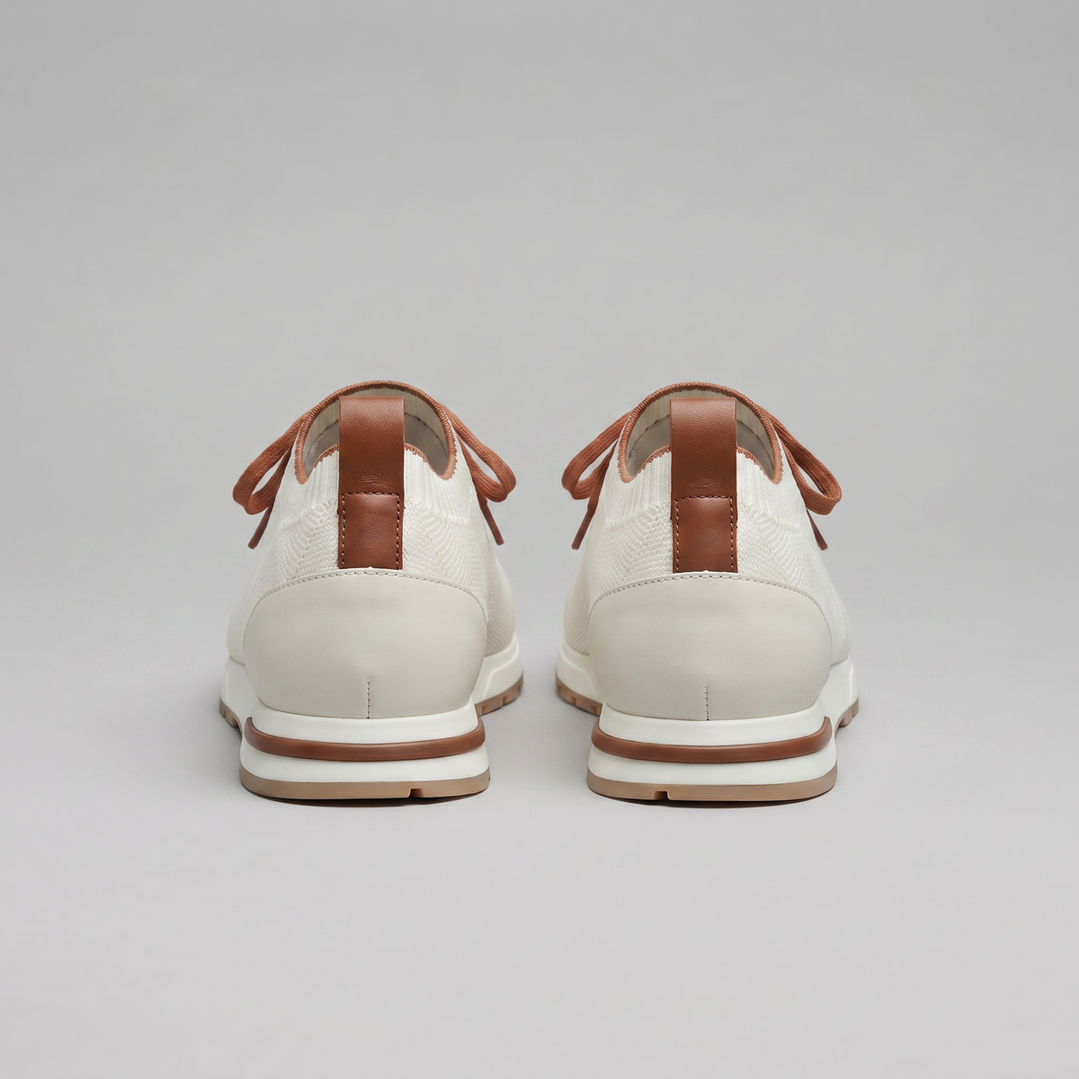 Gebreide Lace-Up Sneaker met Lederen Hieldetail - Heren