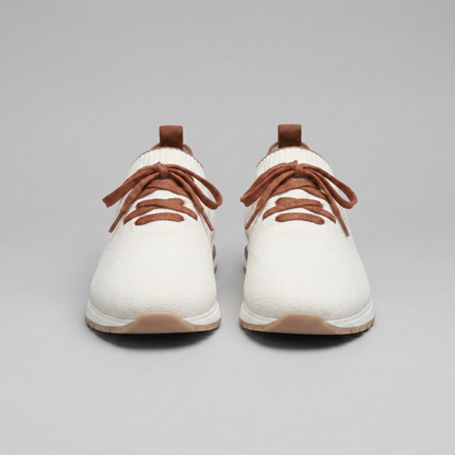 Gebreide Lace-Up Sneaker met Lederen Hieldetail - Heren